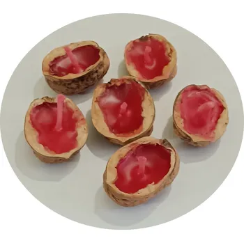 Svíčka Lucido | Lodičky 6 kusů z vlašských ořechů červený vosk PF10