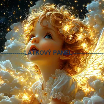 Látkový panel - Děti a hvězdy - DZ-235 Velikost: 25x25cm, Materiál: Úplet