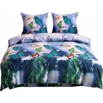 Povlečení Sada Povlečení Motýli pro dvě osoby 160x200 se 2 povlečeními 70x80