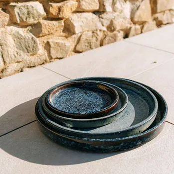 Květináč Keramický květináč, modrý, průměr 19 cm