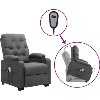 Masážní křeslo Zvedací masážní křeslo světle šedé textil Šedá 3093487