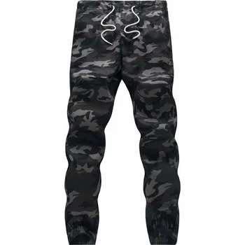 Pánské kalhoty Pánské maskáčové jogger kalhoty, army styl - XL Barva: Zelená, Velikost: XL