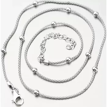 Náhrdelník Stříbrný náhrdelník s kuličkami 92003043-76-SLX délka 45 cm