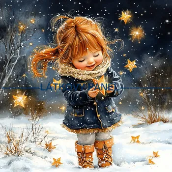 Látkový panel - Holčička s hvězdou - DZ-257 Velikost: 20x20cm, Materiál: Úplet