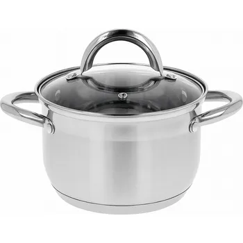 Hrnec HRNEC NA PLYN A INDUKCI NEREZOVÁ OCEL SKLENĚNÁ POKLICE Ø15 cm 1,3 L