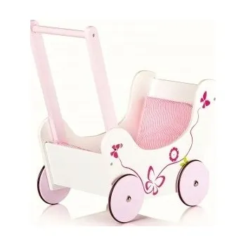 Kočárek pro panenku Dřevěný kočárek pro panenky, odrážedlo - kytičky