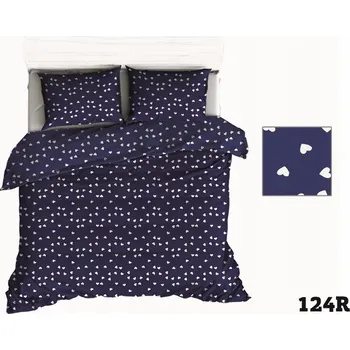 Povlečení Povlečení 140x200 tmavě modrá srdíčka bílá srdíčka