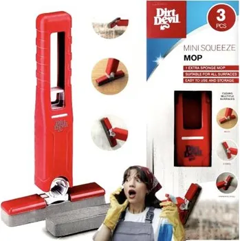IP kamera Rotační mop Dirt Devil Mini + 2 houbičky na sklo/kámen/dřevo červený