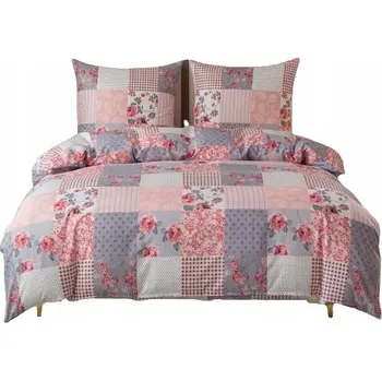 Povlečení Sada Povlečení Dvoulůžková Mřížka Květiny 220x200 se 2 povlaky na polštáře 70x80