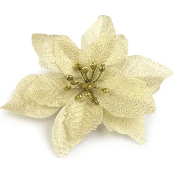 Vánoční dekorace Vánoční hvězda Ø14 cm s lurexem, velké, 1 zlatá sv.