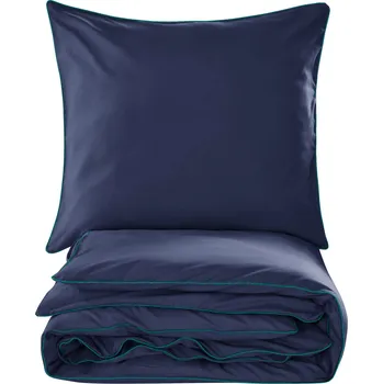 Povlečení Povlečení basic 200x200 granátové s tyrkysovým lemem