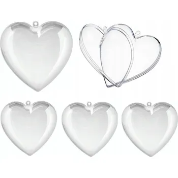 Vánoční dekorace SRDCE BAŇKA AKRYL AKRYLOVÁ SRDCE BAŇKY 8CM 5KS