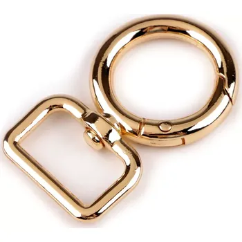 Karabina s obrtlíkem průvlek 19mm zlatá (Otočná kovová karabinka s rozevíracím kroužkem)