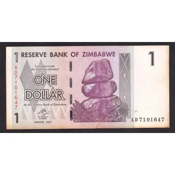 ZIMBABWE. 1 dollar 2007.