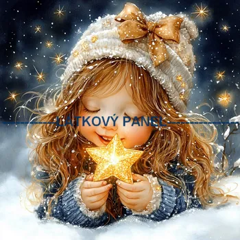 Látkový panel - Holčička s hvězdou - DZ-260 Velikost: 20x20cm, Materiál: Mikroplyš