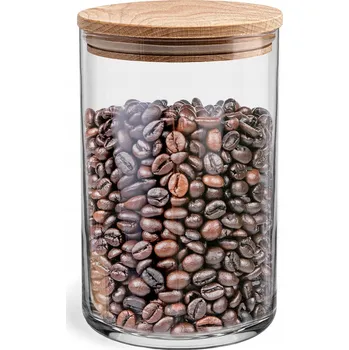 Dóza na potraviny Glasset STOR 870 ml | Skleněná nádoba na potraviny s dřevěným víkem