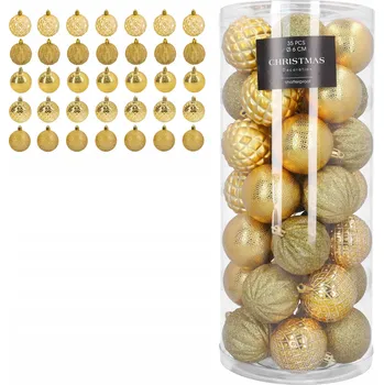 Obraz BOMBKI CHOINKOWE duży zestaw 35 sztuk 6 cm zlaté matné lesklé třpytivé mix