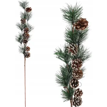 Vánoční dekorace VĚTVIČKA OZDOBNÁ VĚTVIČKA DEKORACE VÁNOČNÍ UMĚLÉ ŠIŠKY 72 CM OZDOBA