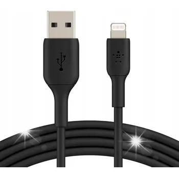 Datový kabel Kabel Belkin Pletený USB-A - Lightning 1 metr Černý 12W PVC