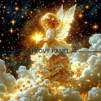 Látkový panel - Děti a hvězdy - DZ-240 Velikost: 20x20cm, Materiál: Mikroplyš