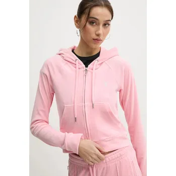 Dámská mikina Mikina Juicy Couture dámská, růžová barva, s kapucí, s aplikací, JCWA122001 03X, vel. XL