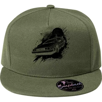 DeLorean: Návrat, černý tisk - Kšiltovka, čepice 5P RAP - nastavitelná