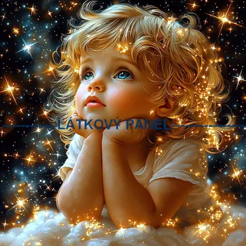 Látkový panel - Děti a hvězdy - DZ-232 Velikost: 15x15cm, Materiál: Úplet