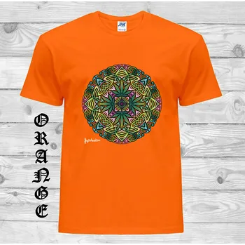 levne-bavlnene-tricko-potisk-keltske-listy Barva: Orange - oranžová, velikost: XXL