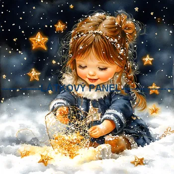 Látkový panel - Holčička s hvězdou - DZ-251 Velikost: 25x25cm, Materiál: Kočárkovina