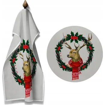 Utěrka VÁNOČNÍ BAVLNĚNÁ KUCHYŇSKÁ UTĚRKA VĚNEC 45x65CM DÁREK K MIKULÁŠI