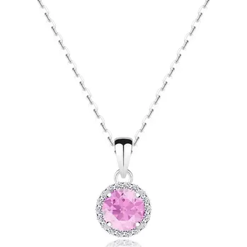 Náhrdelník Náhrdelník ze stříbra 925 - vyvýšený růžový zirkon, čirý zirkonový kruh