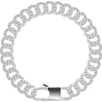 Náramek Stříbrný náramek 925 - zkosená široká očka zdobená čirými zirkony