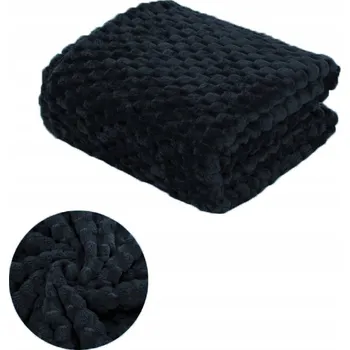 Prostěradlo Přehoz / Deka na postel s reliéfním vzorem bublin, 160x200 cm, černá