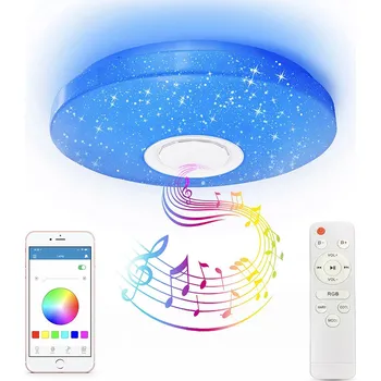 STROPNÍ SVÍTIDLO RGB S BLUETOOTH REPRODUKTOREM LED 60W S DÁLKOVÝM OVLADAČEM A APLIKACÍ