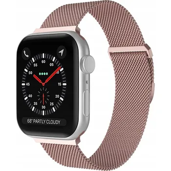 Řemínek na hodinky Kovový řemínek LEVCORP pro Apple Watch 42/44/45/49 mm MILANESE Růžové zlato