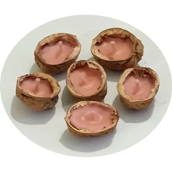 Svíčka Lucido | Lodičky 6 kusů z vlašských ořechů růžový vosk PF10