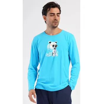 Pánské pyžamo Pyžamo pro muže Ice Party - dlouhé - bavlněné Vienetta MAN, tyrkysová XXL i232_9898_55455957:tyrkysová XXL