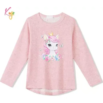 Dívčí tričko dlouhý rukáv Kugo WL0941 světlejší růžové