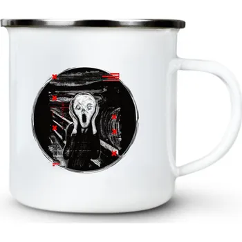 Glitch Art: Výkřik - Plechový hrnek VELKÝ 400ml (500 ml po okraj) - 400 ml