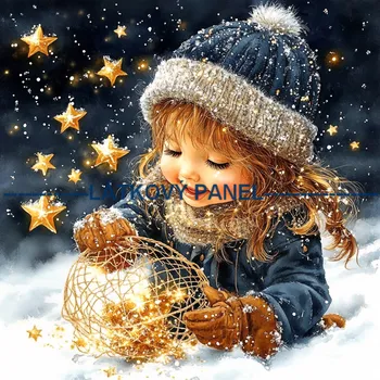 Látkový panel - Holčička s hvězdou - DZ-249 Velikost: 35x35cm, Materiál: Kočárkovina