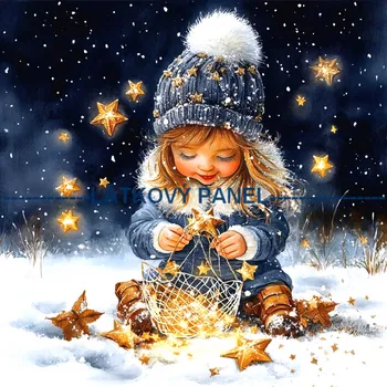 Látkový panel - Holčička s hvězdou - DZ-252 Velikost: 45x45cm, Materiál: Mikroplyš