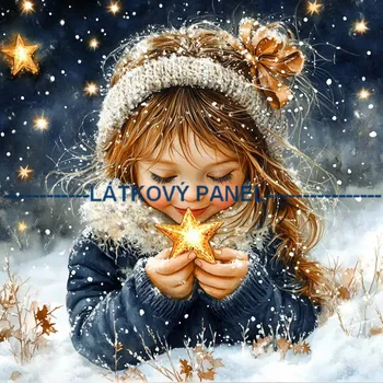 Látkový panel - Holčička s hvězdou - DZ-259 Velikost: 15x15cm, Materiál: Kočárkovina