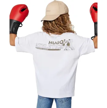 Chlapecké tričko Dětské bavlněné tričko HUGO bílá barva, s potiskem, G00444 G00444.162.174 00X, vel. 162