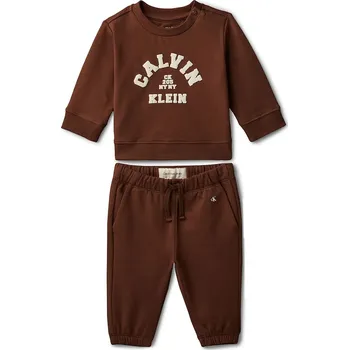 Dětská tepláková souprava Calvin Klein Jeans hnědá barva, IN0IN00347 IN0IN00347.PPY2 88X, vel. 98