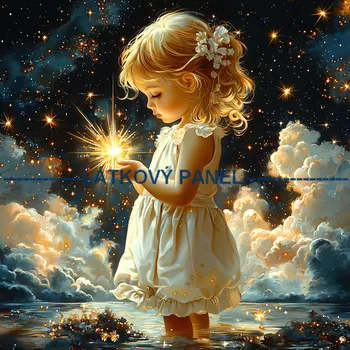 Látkový panel - Děti a hvězdy - DZ-231 Velikost: 20x20cm, Materiál: Kočárkovina