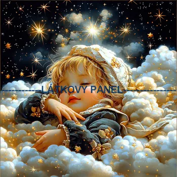 Látkový panel - Děti a hvězdy - DZ-219 Velikost: 15x15cm, Materiál: Kočárkovina