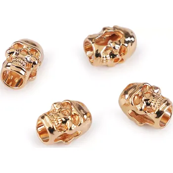 Příslušenství k šicímu stroji Kovová koncovka na šňůru Lebka Ø5 mm růžové zlato (Kovová koncovka na šňůru/ozdoba )