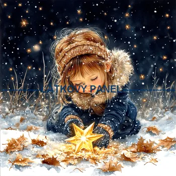 Látkový panel - Holčička s hvězdou - DZ-247 Velikost: 25x25cm, Materiál: Úplet