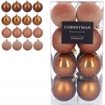 Vánoční dekorace BOMBKI CHOINKOWE 5 cm 16 sztuk nietłukące plastové 4 mix hnědé