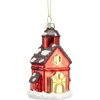 Vánoční dekorace VILLA ITALIA Vánoční Koule na vánoční stromek skleněná DOMEK 11 cm